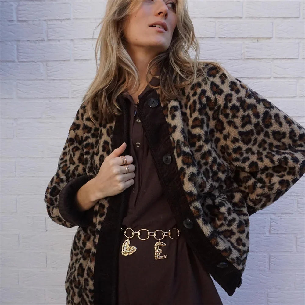Giacca con stampa leopardata da donna