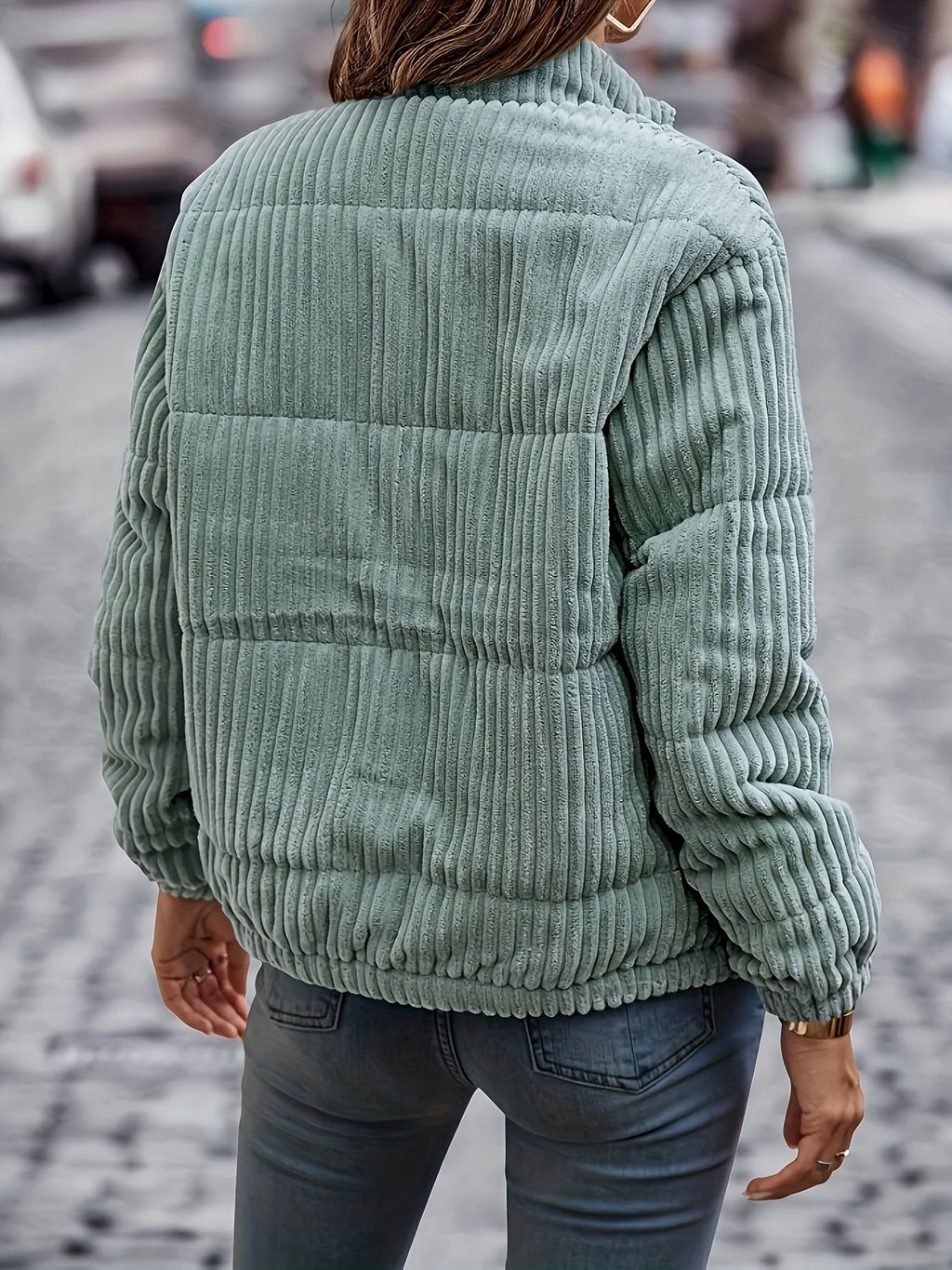 Elegante, flauschige Cordjacke für Frauen