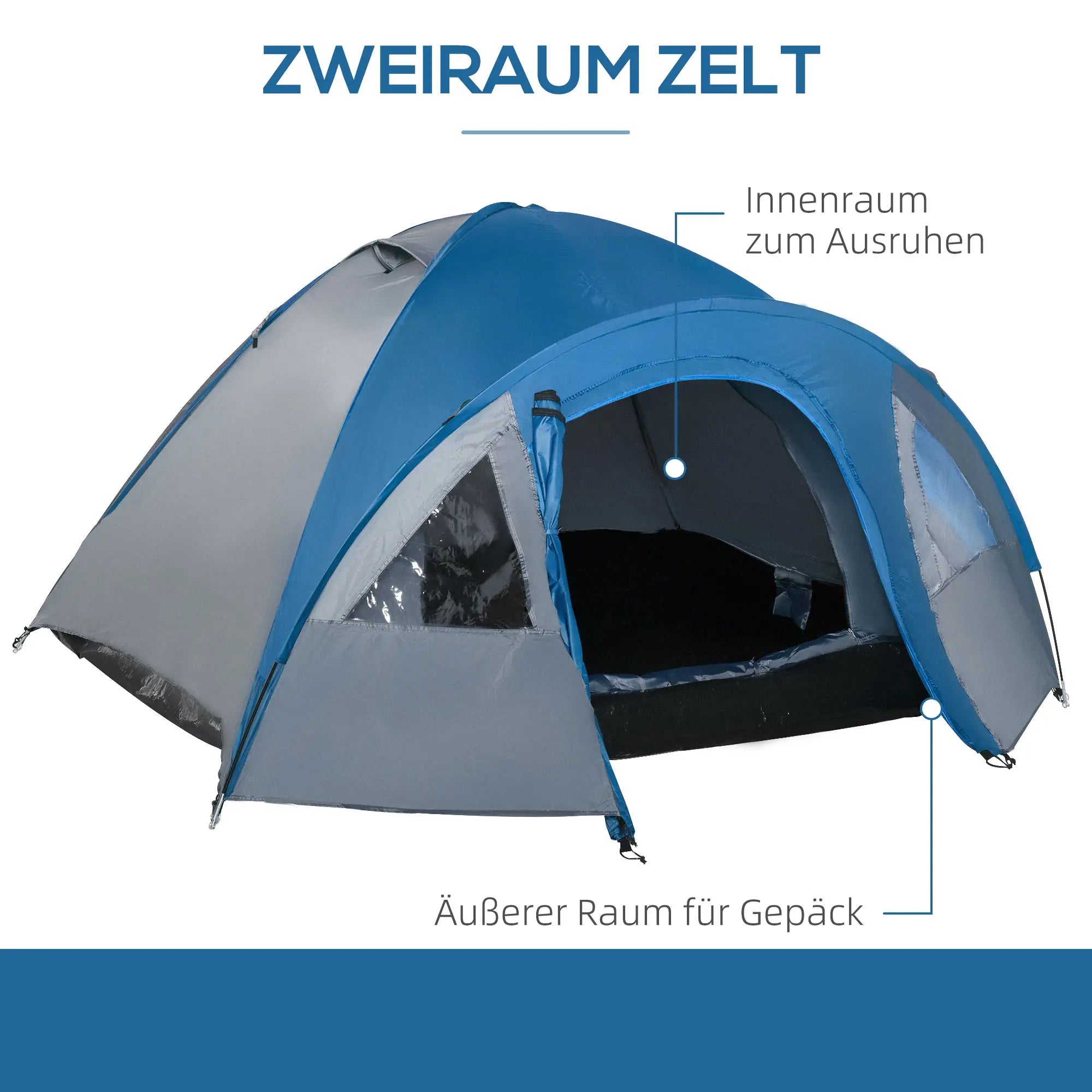 Outsunny Tenda da Campeggio 4 Persone 4 Stagioni con Veranda Esterna