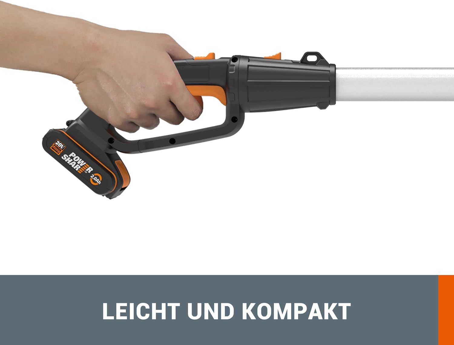 WORX WG252E.9 Tagliasiepi Telescopico a Batteria - Larghezza di Taglio 45 cm - Asta Telescopica Regolabile in 10 Posizioni fino a 3,20 Metri di Altezza - Compatibile con PowerShare - Batteria e Caricabatterie Non Inclusi