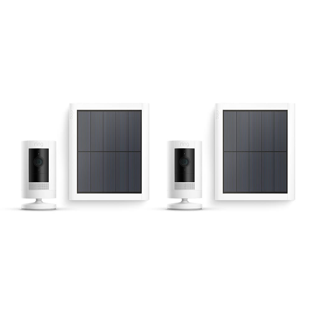 Ring Außenkamera Solar (Stick Up Cam) | Überwachungskamera aussen mit Solarpanel, 1080p-HD-Video, WLAN, witterungsbeständig, geeignet für Haus & Grundstück | 4 Kameras