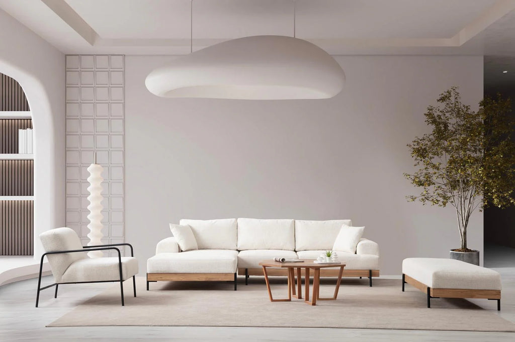 Divano angolare Eti Oak Left - Bianco