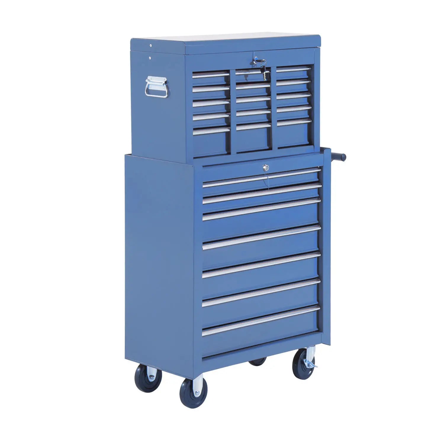 HOMCOM Carrello Portautensili Carrello da Officina a 16 Cassetti con Ruote e Chiusura a Chiave