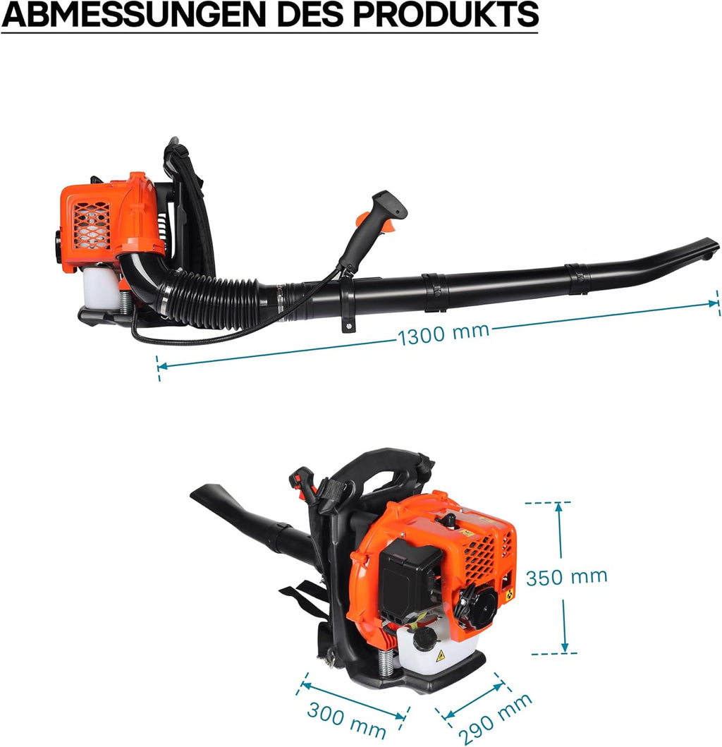 Wiltec 3in1 Laubbläser, Laubsauger u. Laubhäcksler, Laubgebläse 1 PS mit 26ccm, beninbetriebener Laubstaubsauger, Gartenhäcksler mit 50 l Fangsack
