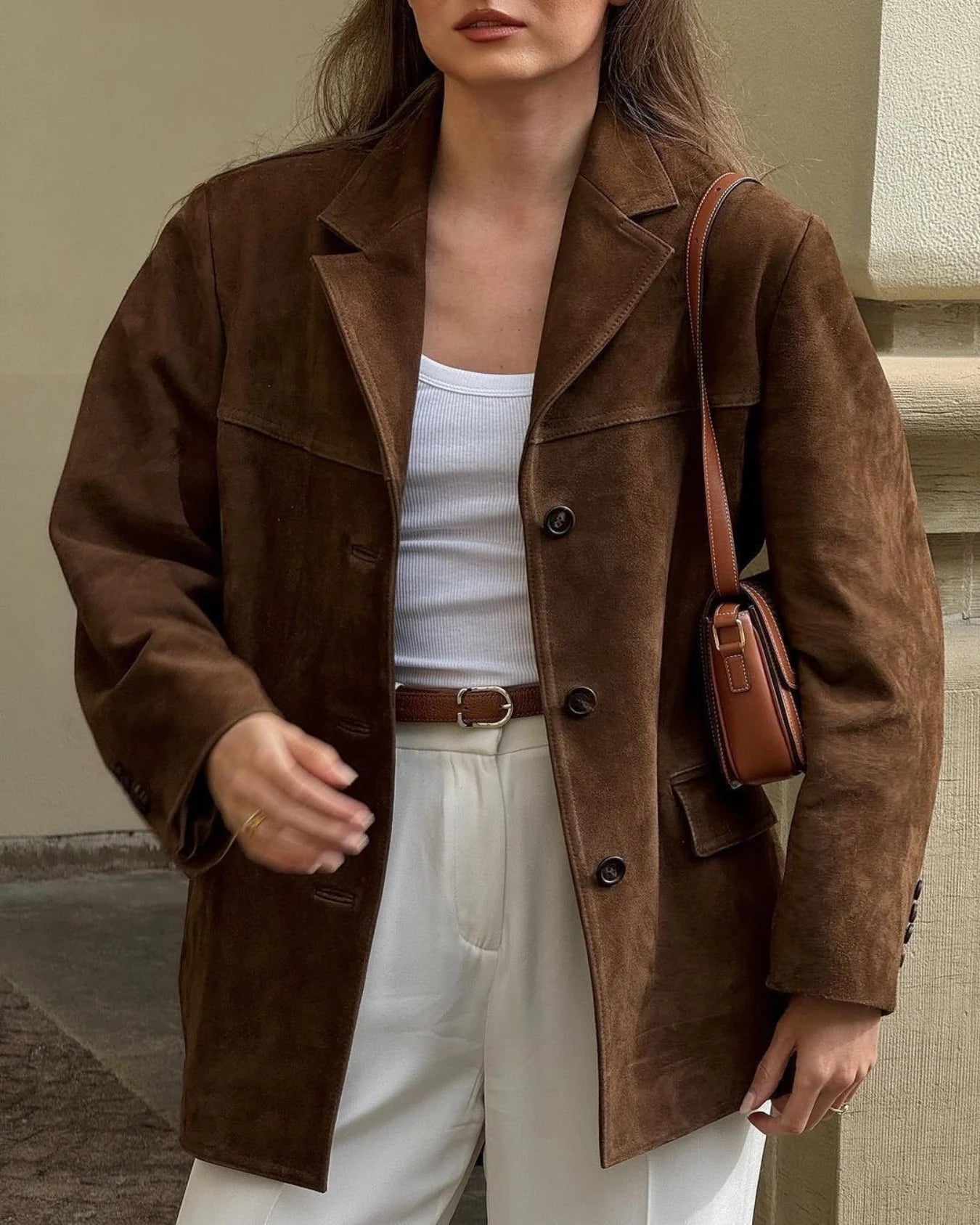 Blazer in pelle scamosciata