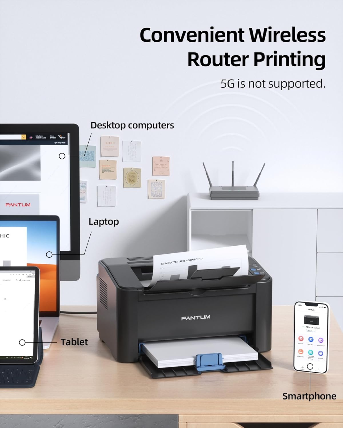 PANTUM M6500NW Multifunktions-Laserdrucker,Drucker Scanner, Kopierer(WLAN, App, Airprint, A4, Schwarz-weiß-Drucker)