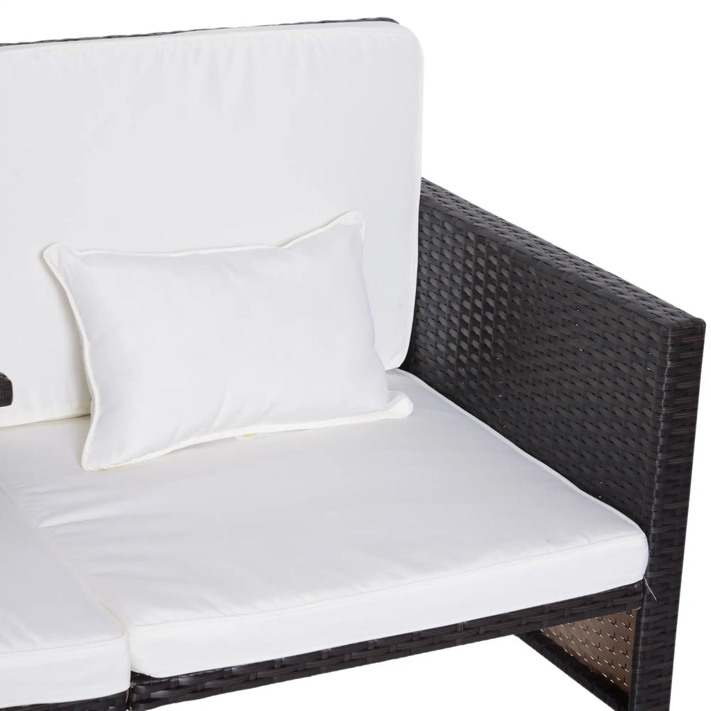 Outsunny Set Divano da Giardino 3 Pezzi in Polyrattan con Poggiapiedi e Cuscini, per Esterno