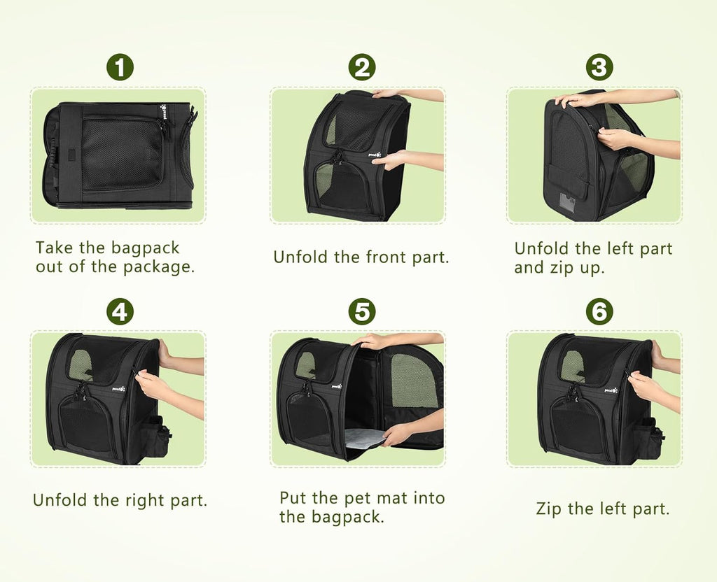 pecute Haustier Rucksack mit Netzfenster, Tragbare und Faltbare Katzentasche, Atmungsaktive und Leichte Hundetasche, Wasserdichtes Oxford-Tuch mit Viel Platz, Multifunktionales Rutschfestes Grau XL