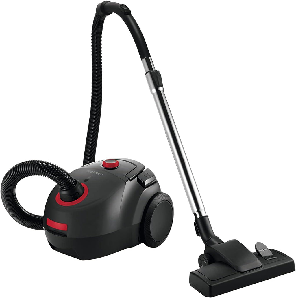 Grundig, VCC 3850 A Aspirapolvere a traino con sacco, 800 W, 2,1 L, Nero/Rosso