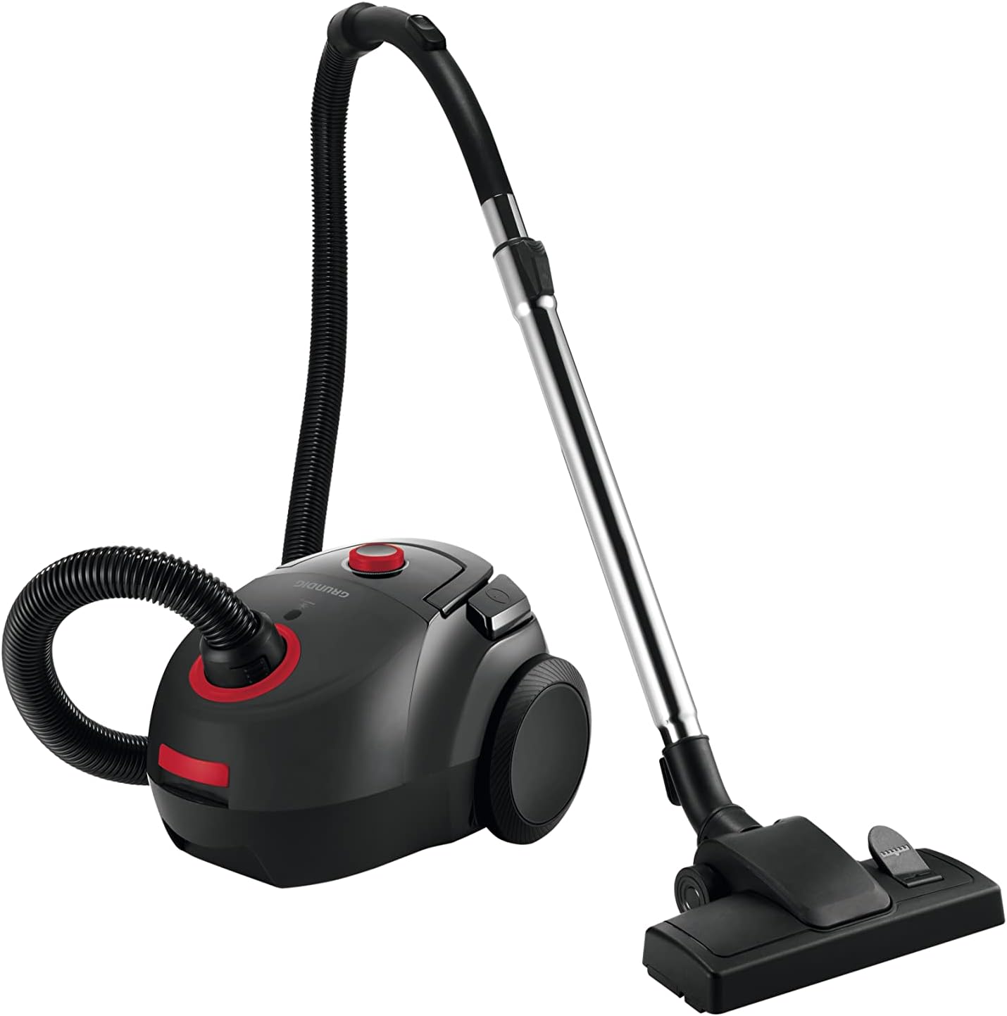 Grundig, VCC 3850 A Aspirapolvere a traino con sacco, 800 W, 2,1 L, Nero/Rosso