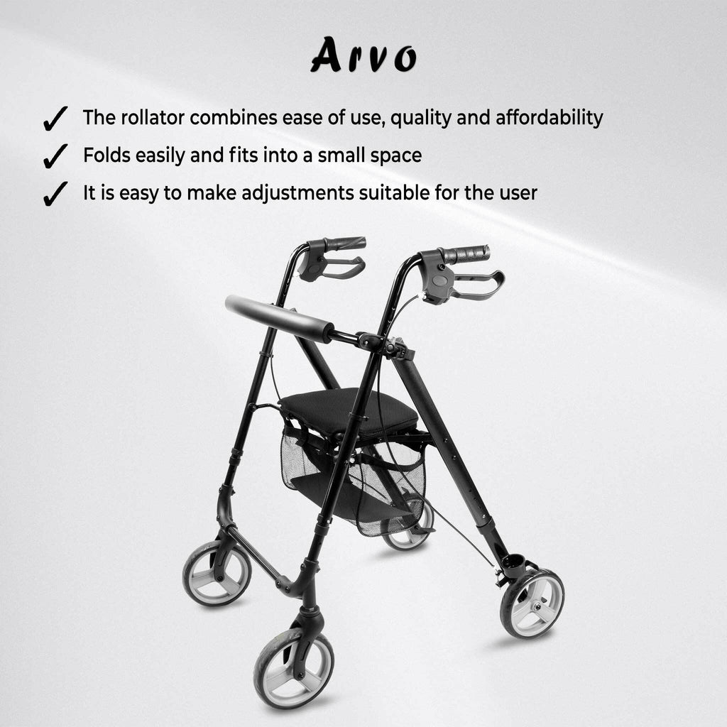 Rollator Arvo, leggero, nero