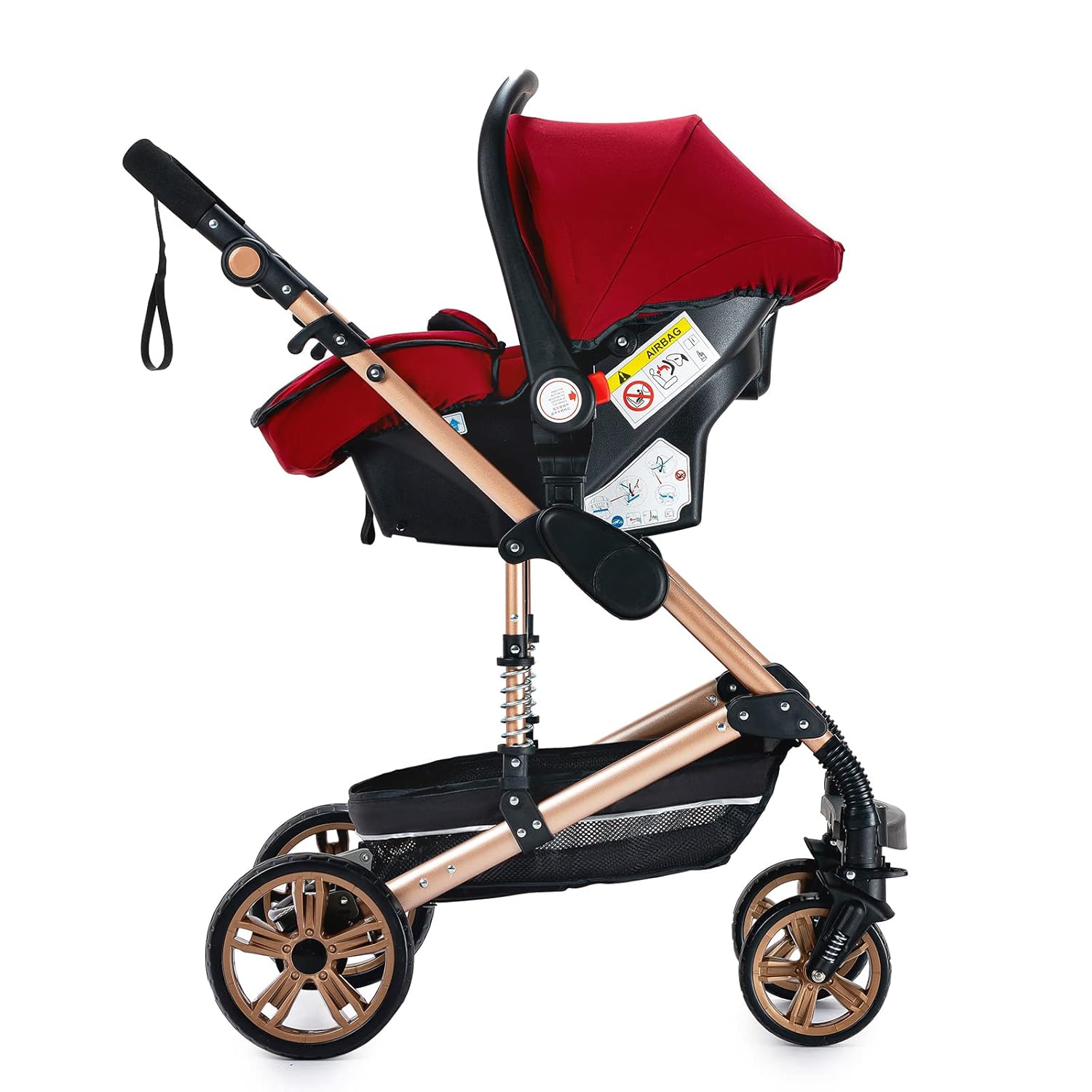 Sianldcone Passeggino 3 in 1, Set Passeggino con Tessuti di Alta Qualità, Sistemi di Viaggio con Spinta Reversibile, Passeggino Combinato a Vista Aperta Set Completo 3 in 1 (V9 Cachi)