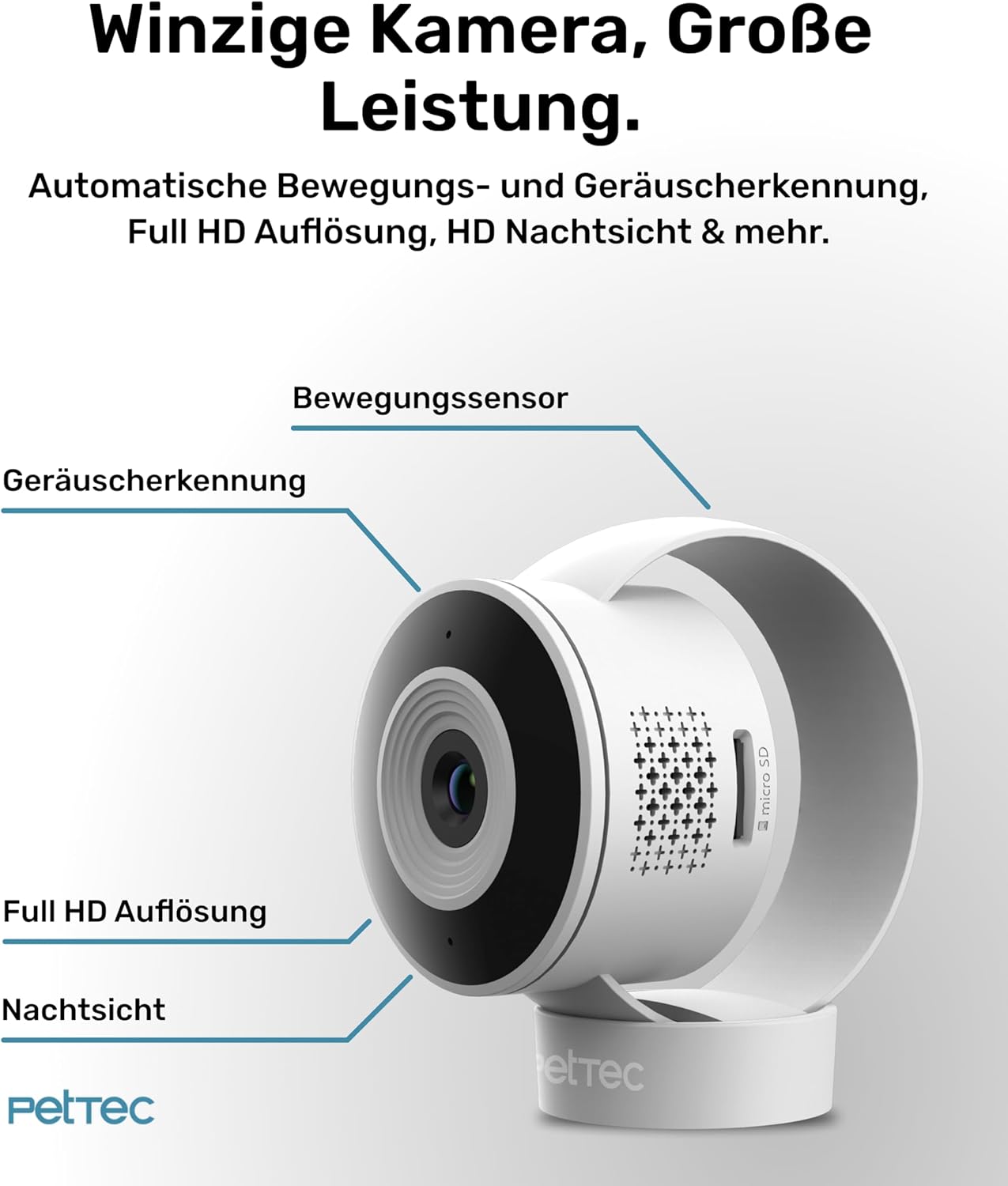 PetTec – Pet Cam Buddy Haustierkamera Futterautomat 8L für Katzen- & Hunde-Trockenfutter – Automatischer Futterspender mit WLAN & App-Steuerung -Inkl. 2-Wege-Audio, Bellerkennung & Nachtsicht