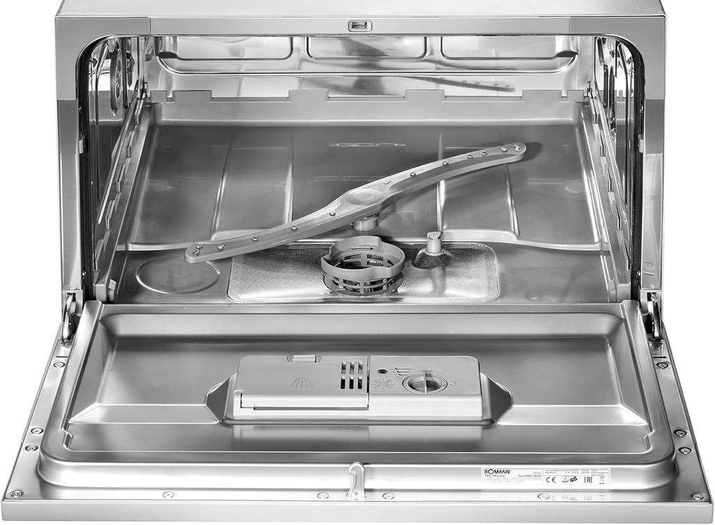 Bomann Mini lavastoviglie con attacco per l'acqua | incl. tubo flessibile | Lavastoviglie da tavolo silenziosa | Mini lavastoviglie per piccole cucine/campeggio | Lavastoviglie piccola con protezione anti-trabocco | TSG 7405 bianco