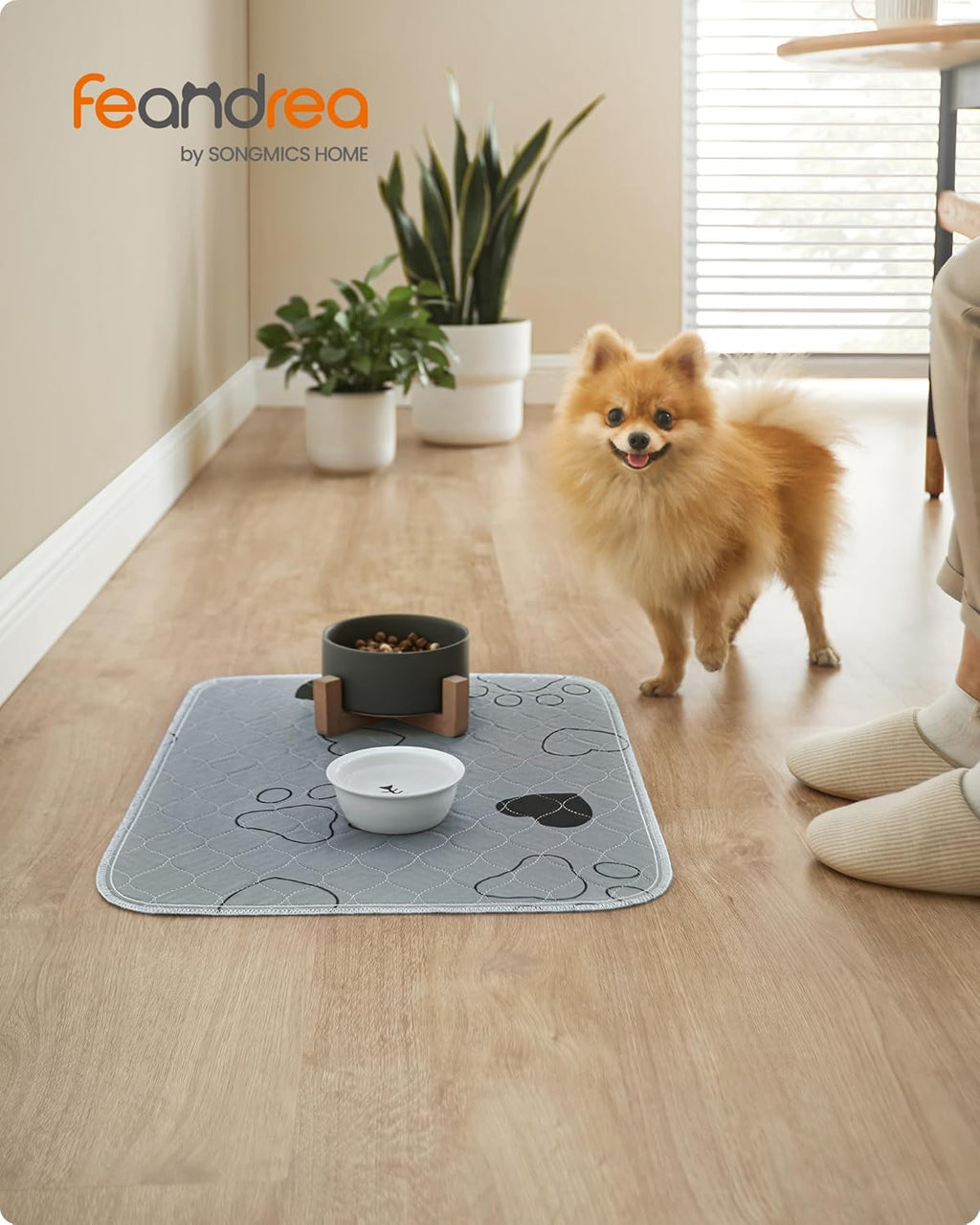 Feandrea Welpen-Unterlagen waschbar, Wiederverwendbare Matten für Hunde, 152 x 122 cm, 2er Set, XL, Hundetoilette, auslaufsicher, rutschfest, super saugfhig, Katzen, Kaninchen, grau PTD048G01