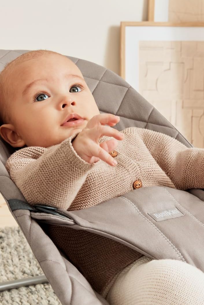 BabyBjörn Sdraietta Bliss, Tessuto, Trapuntatura classica, Grigio Sabbia