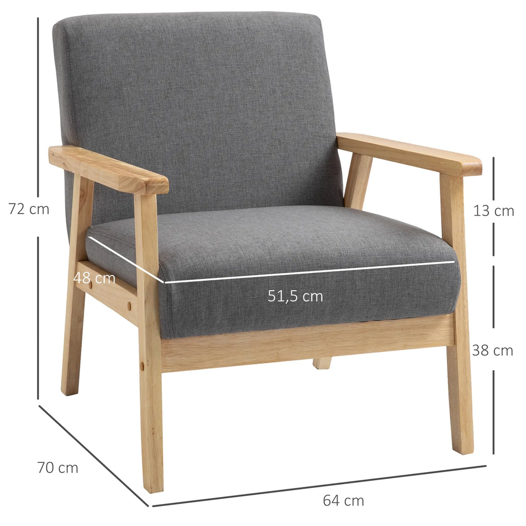 HOMCOM Polsterstuhl Wohnzimmer skandinavisches Design breite Sitzfläche