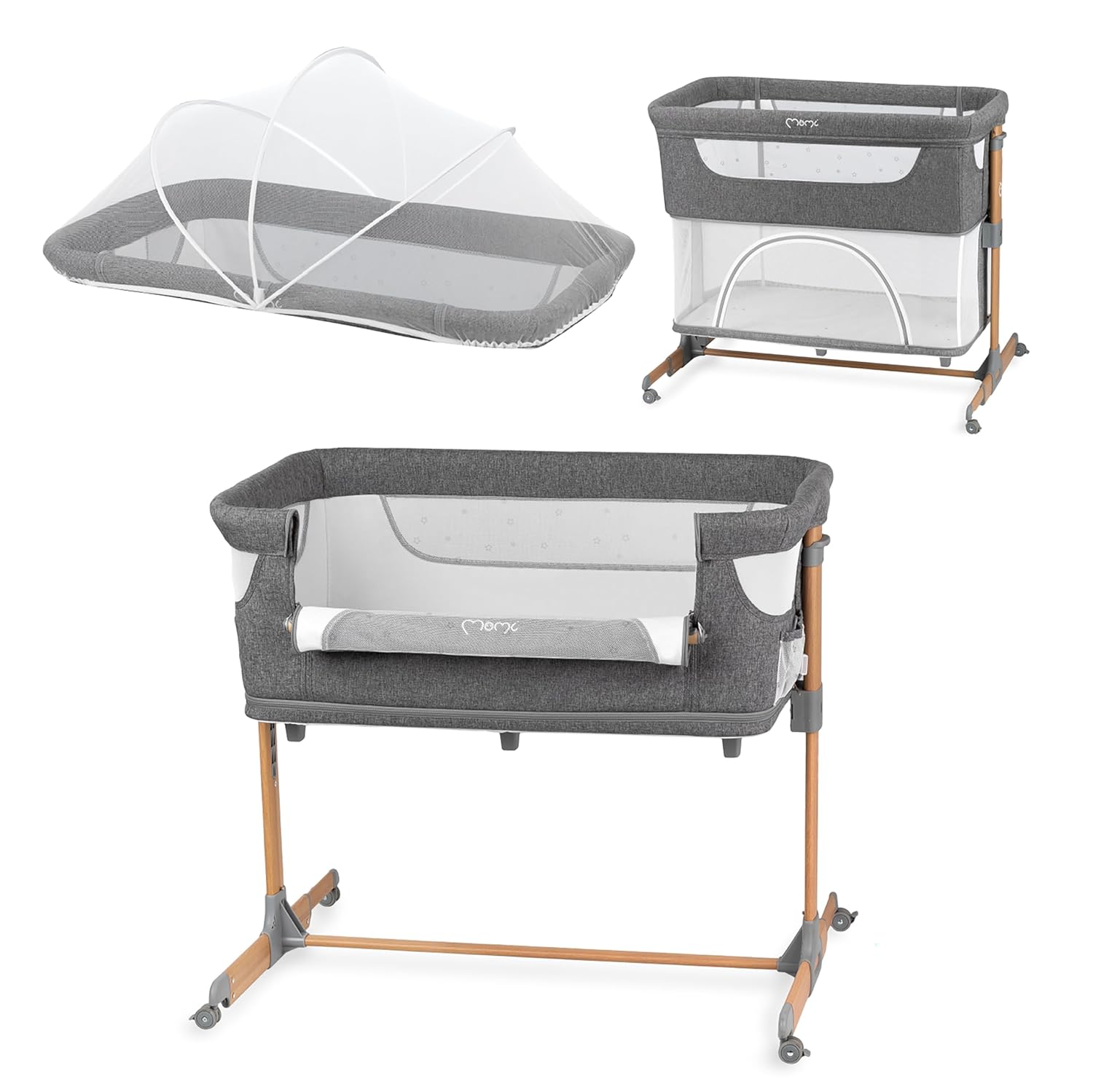 Momi SMART Bed Lettino fianco letto 4-in-1, fino a 15 kg, con materasso, regolabile in altezza