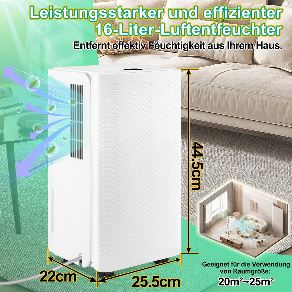 Sonnewelt Luftentfeuchter 16L mit Timerfunktion, Wschetrockungsfunktion, Abtaufunktion