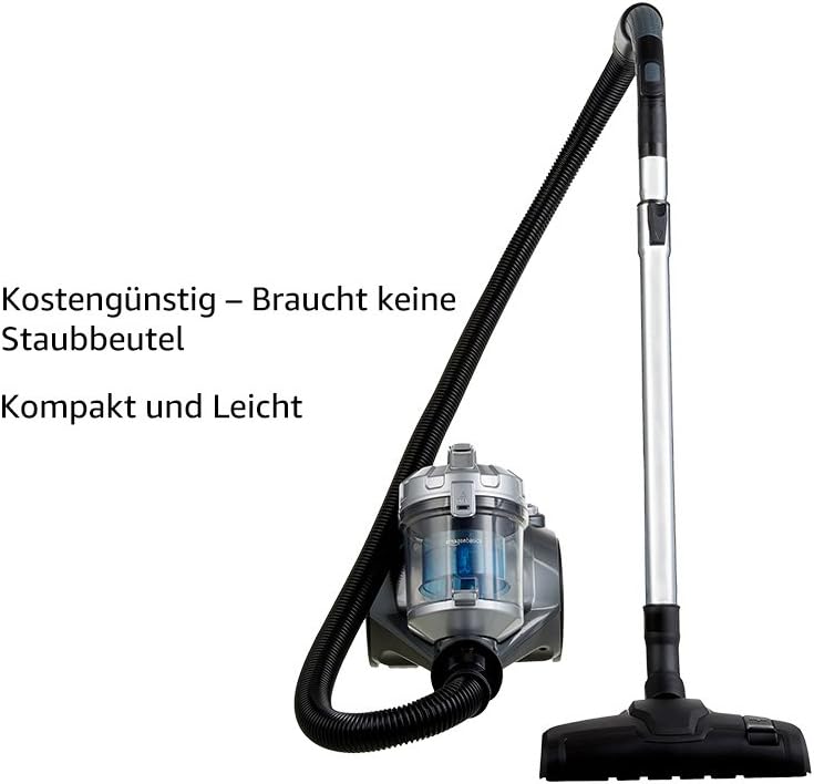 Amazon Basics - Aspirapolvere con sacchetto, potente, compatto e leggero, per pavimenti duri e tappeti, filtro HEPA, 700 W, 1,5 l, UE, nero
