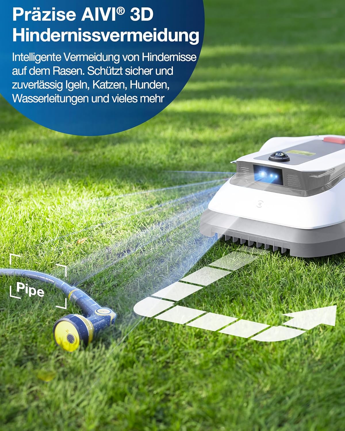 ECOVACS GOAT G1-800 Robot rasaerba senza cavo perimetrale 800㎡, robot tosaerba con localizzazione multifusione TrueMapping, evitamento ostacoli, gestione a 16 zone, pendenza del 45%, videomanager