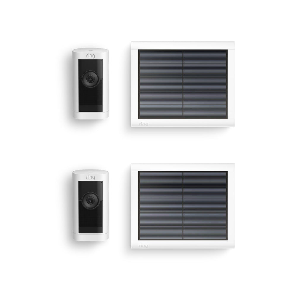 Ring Außenkamera Pro Solar (Stick Up Cam Pro) | Telecamera di sicurezza per esterni ad alimentazione solare con video HDR a 1080p, Wi-Fi, rilevamento del movimento 3D, compatibile con Alexa | 2 telecamere di sicurezza