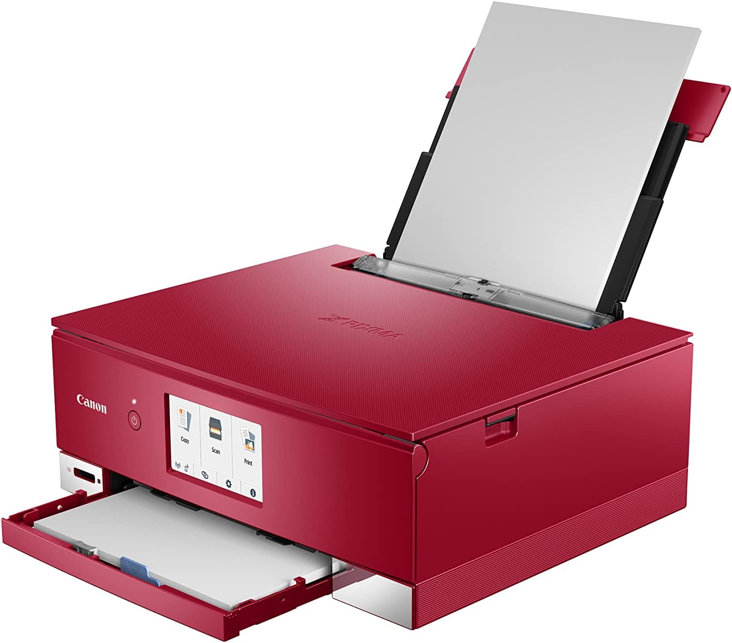 Canon PIXMA TS8351a Stampante multifunzione a getto d'inchiostro a colori DIN A4 (scanner, fotocopiatrice, 4.800 x 1.200 dpi, 6 inchiostri separati, USB, WLAN, AirPrint, stampa fronte/retro, 2 alimentatori carta, 5 GHz), bianco