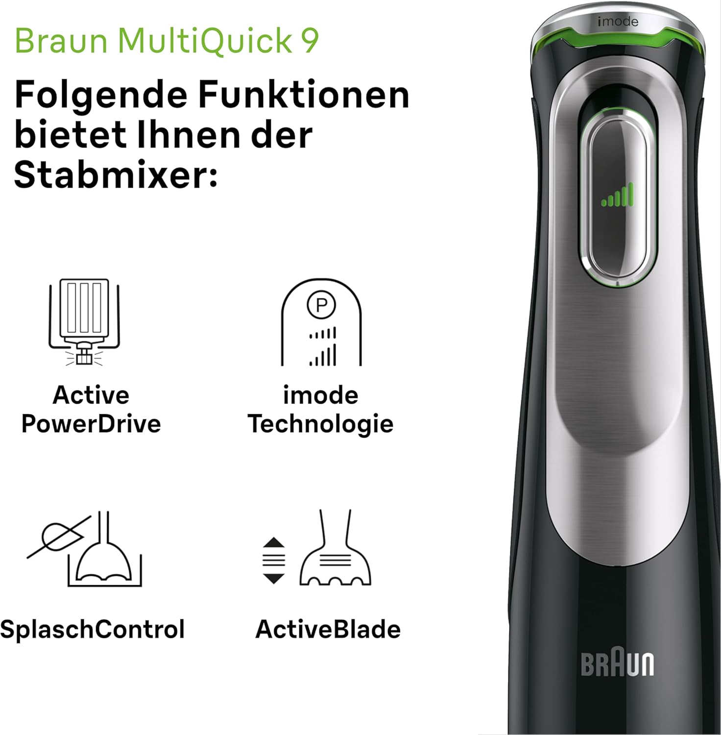 Braun MultiQuick 9 MQ 9187XLI – 5-in-1 Stabmixer mit Küchenmaschinen-Aufsatz, Zerkleinerer, Kartoffel- & Gemüsestampfer & Schneebesen, stufenlose Geschwindigkeitseinstellung, 1200 W, Schwarz/Edelstahl