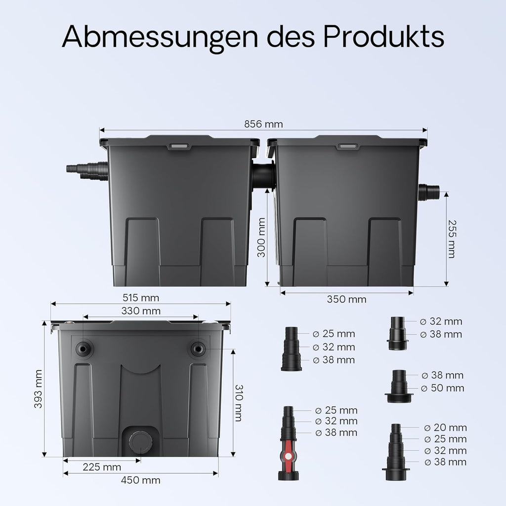 SunSun Bio CBF-350C Teichfilter bis 90000L Teichvolumen max. 10000L/h 3-Kammer Durchlauffilter Modulteichfilter Teich Filter Biofilter