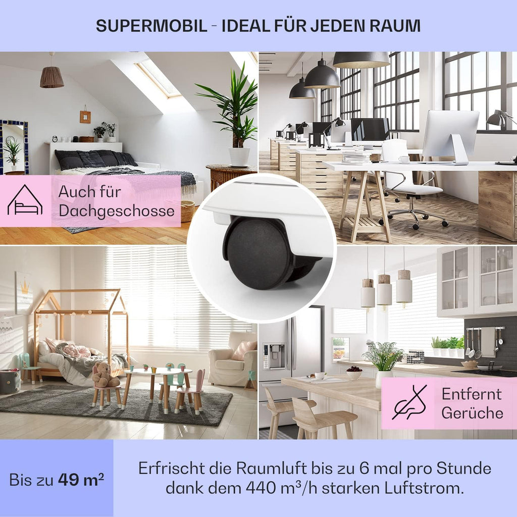 Klarstein Mobile Klimaanlage mit Abluftschlauch, 5-in-1 Klimagerät, Ventilator, Luftentfeuchter, Luftreiniger & Nachtmodus, App-Steuerung, Kleine & Portable, für Wohnung & Büro, 12000 BTU