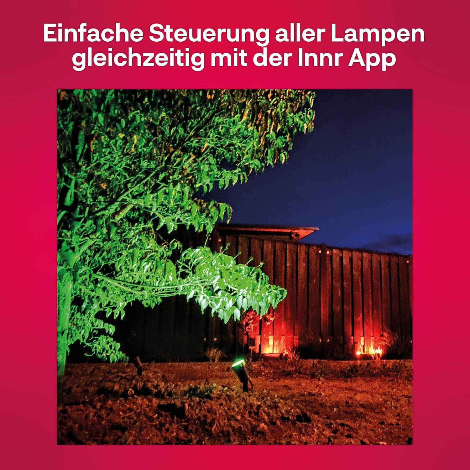 innr Smart Gartenstrahler, Zigbee, Funktioniert mit Hue* und Alexa (Bridge erforderlich), White & Color, LED Strahler, Spotlicht außen, Außenlampe, IP67 wasserdicht, Komplettset (3-Pack)