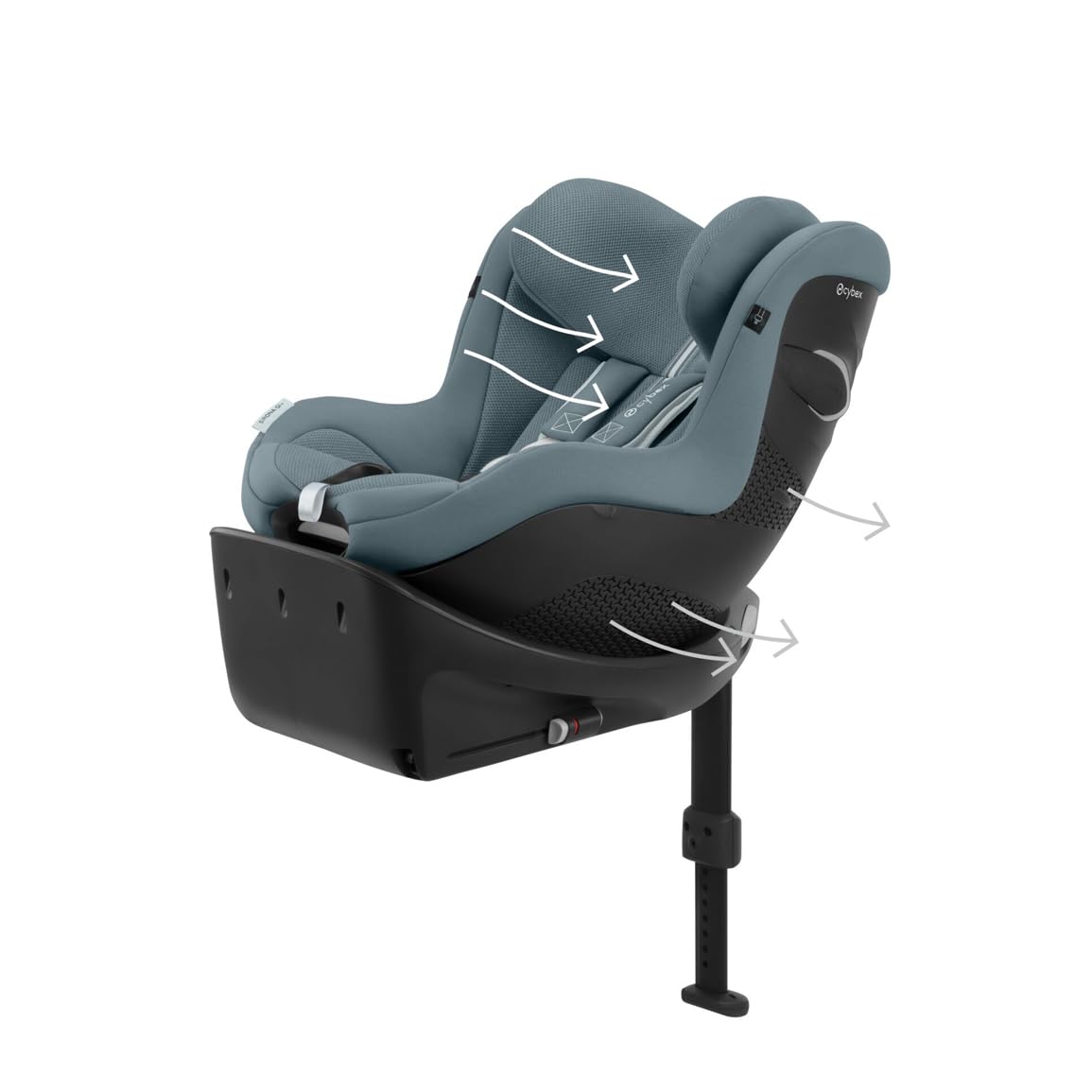 Seggiolino auto CYBEX Gold Sirona Gi i-Size Plus con base, Da 3 mesi a 4 anni circa (Dalla nascita con inserto per neonati), Max. 20 kg, 61-105 cm (Da 40 cm con inserto per neonati), Stormy Blue