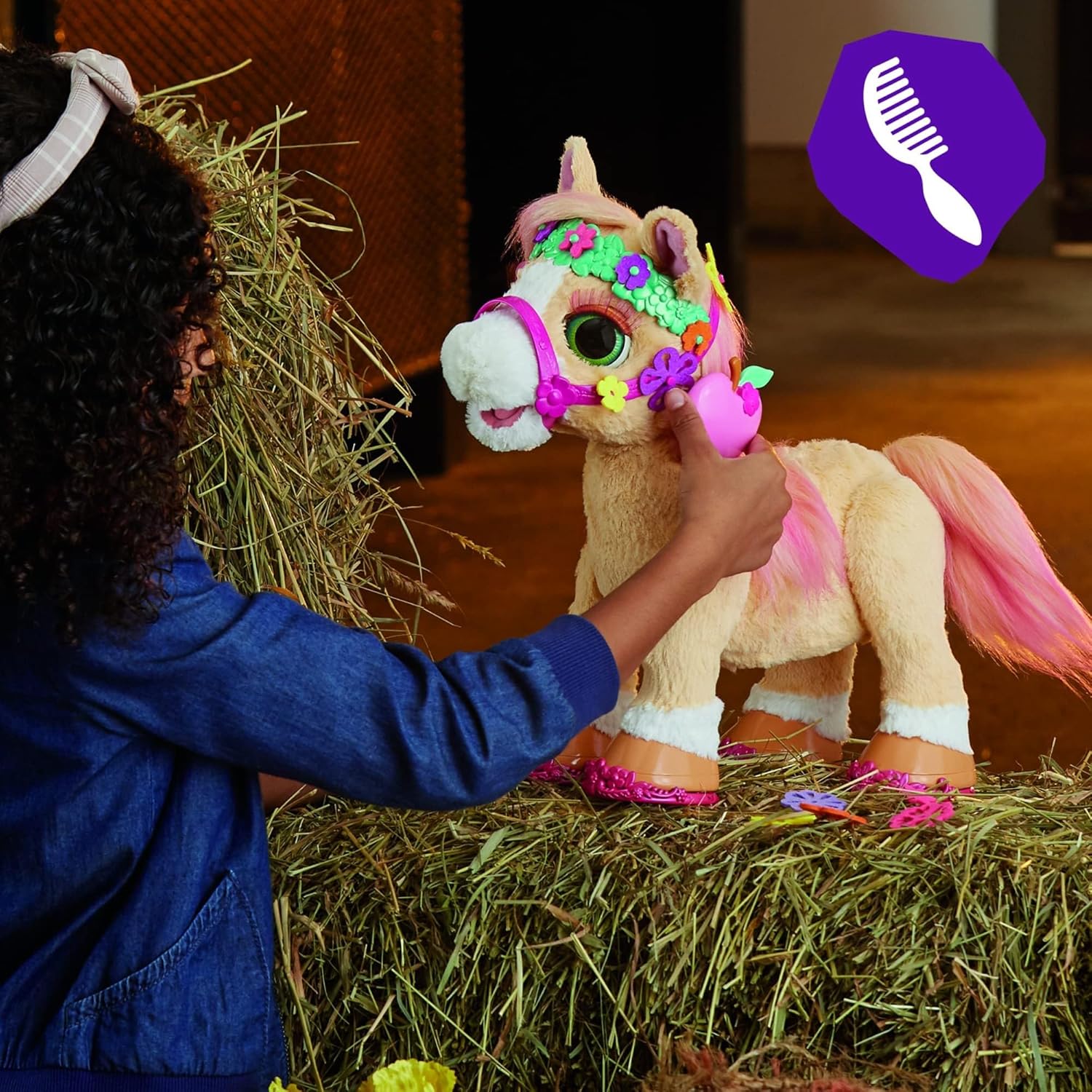 FurReal Hasbro Cinnamon, Mein stylisches Pony, 80 Plus Gerusche, Reaktionen, 26 Accessoires, Elektronisches Tierchen ab 4 Jahren, Multi, 35 cm