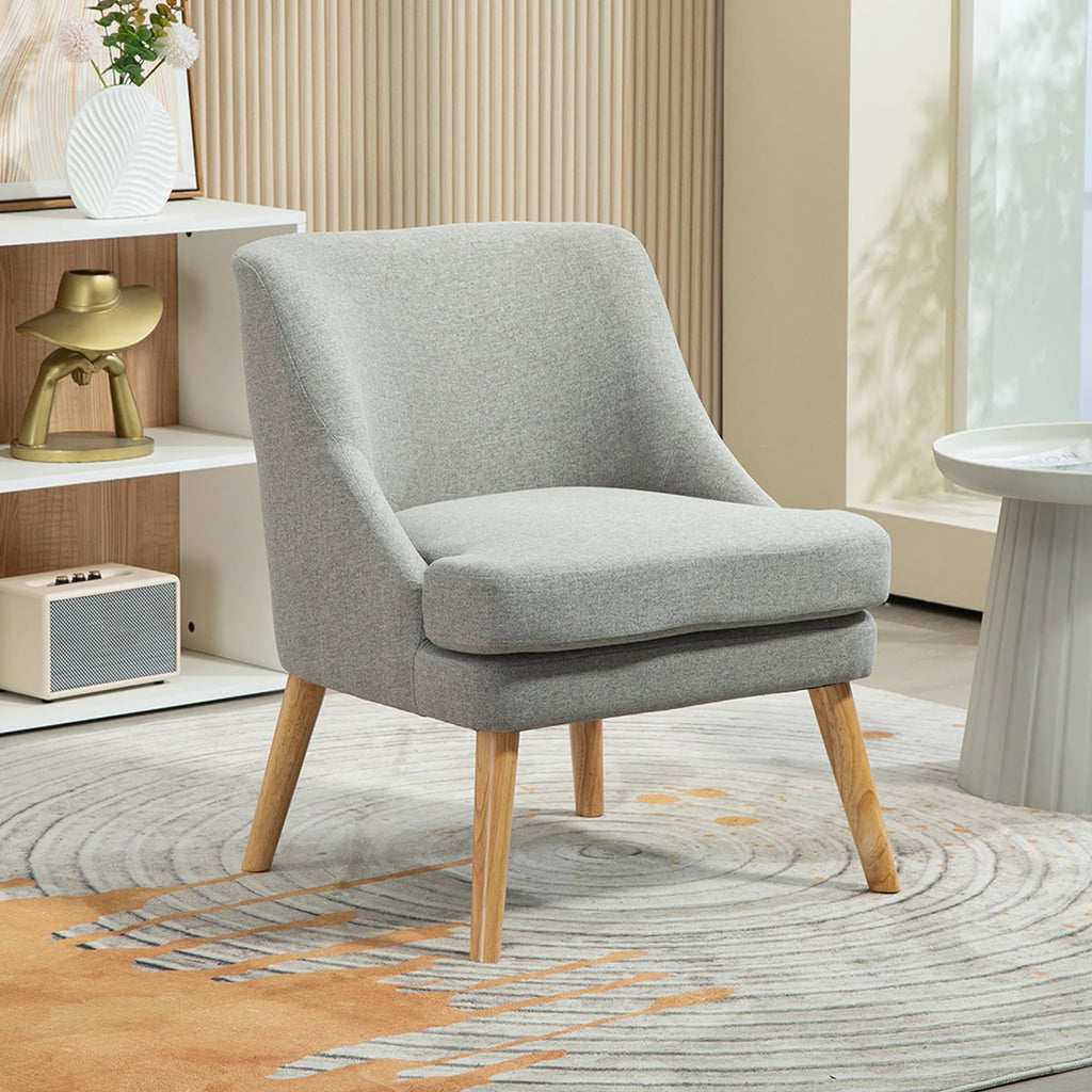 HOMCOM Sedia Imbottita Design Scandinavo Poltroncina Grigio Chiaro
