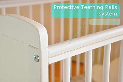 Marsell Lettino per bambini con cassetto con coperchio, lettino per neonati con materasso in schiuma Aloe Vera, sponde dentali, regolabile in altezza, Bianco trasformabile in lettino junior
