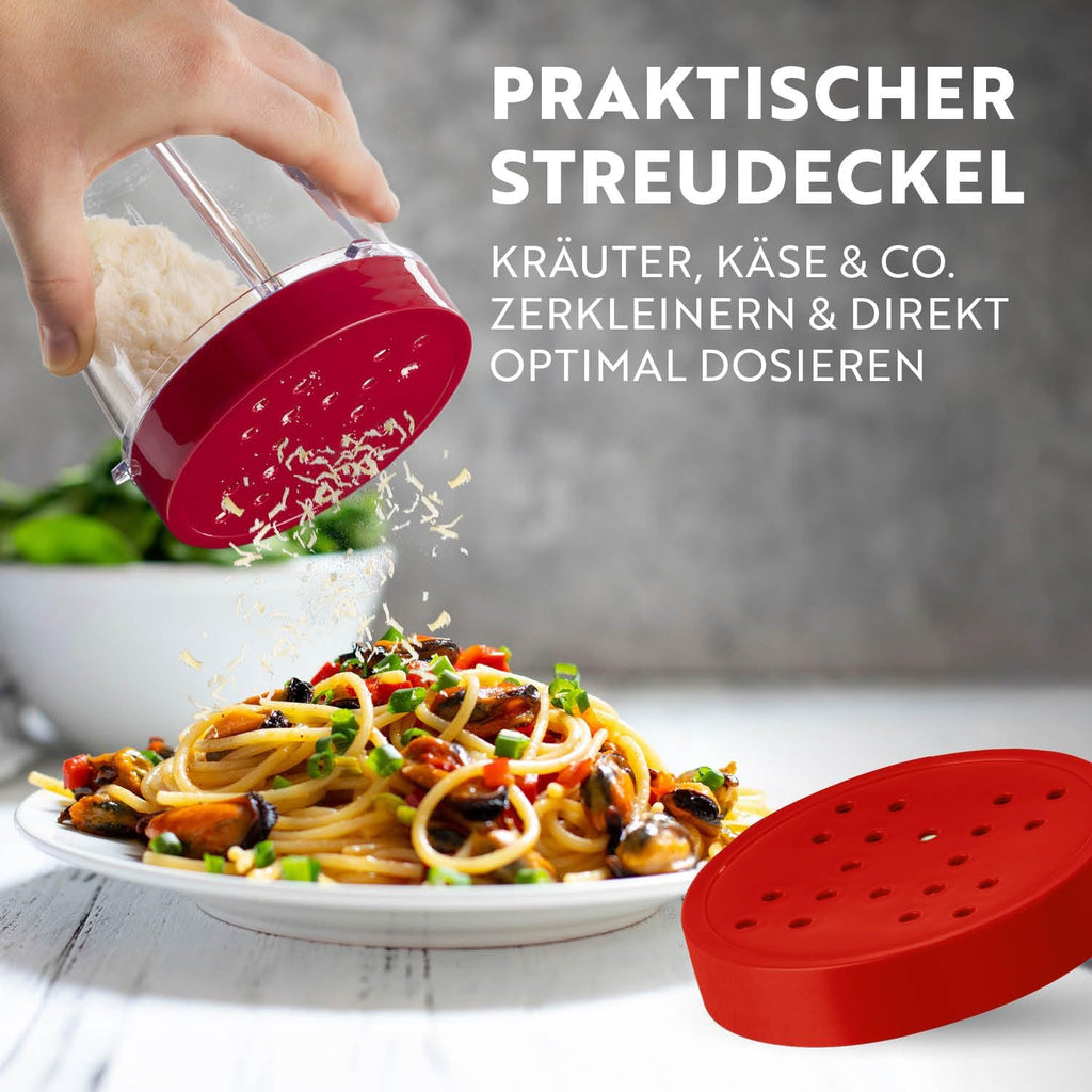 GOURMETmaxx Frullatore per Smoothie e Frullatore a Immersione Set da 18 pezzi - 400W | Frullatore Elettrico da 750ml, Mixer con 4 Bicchiere To-Go, 2 Lame, Spremiagrumi, Piedistallo e Coperchio | Lavabile in Lavastoviglie, a Prova di Perdite e Senza BPA