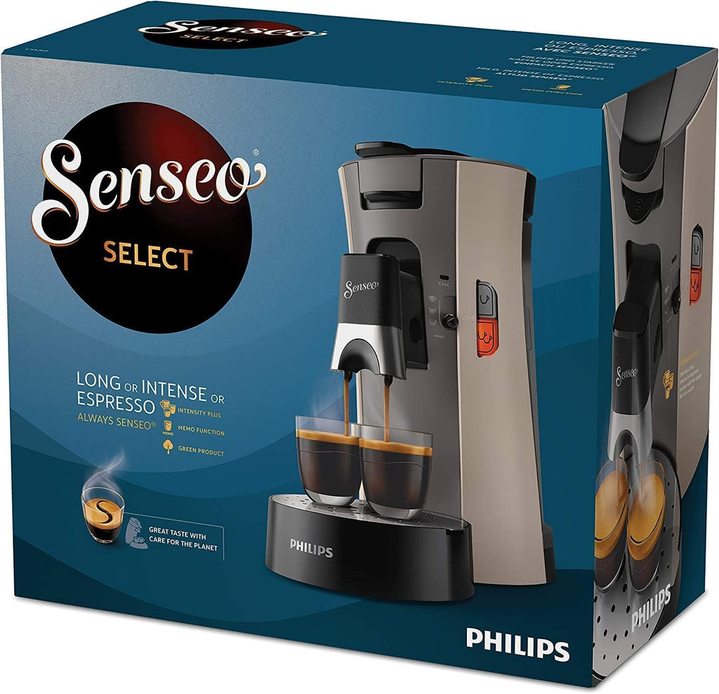 Philips Senseo Select CSA240/20 Macchina da caffè a cialde (selezione intensità Plus, funzione Memo, in plastica riciclata), Nero Eco