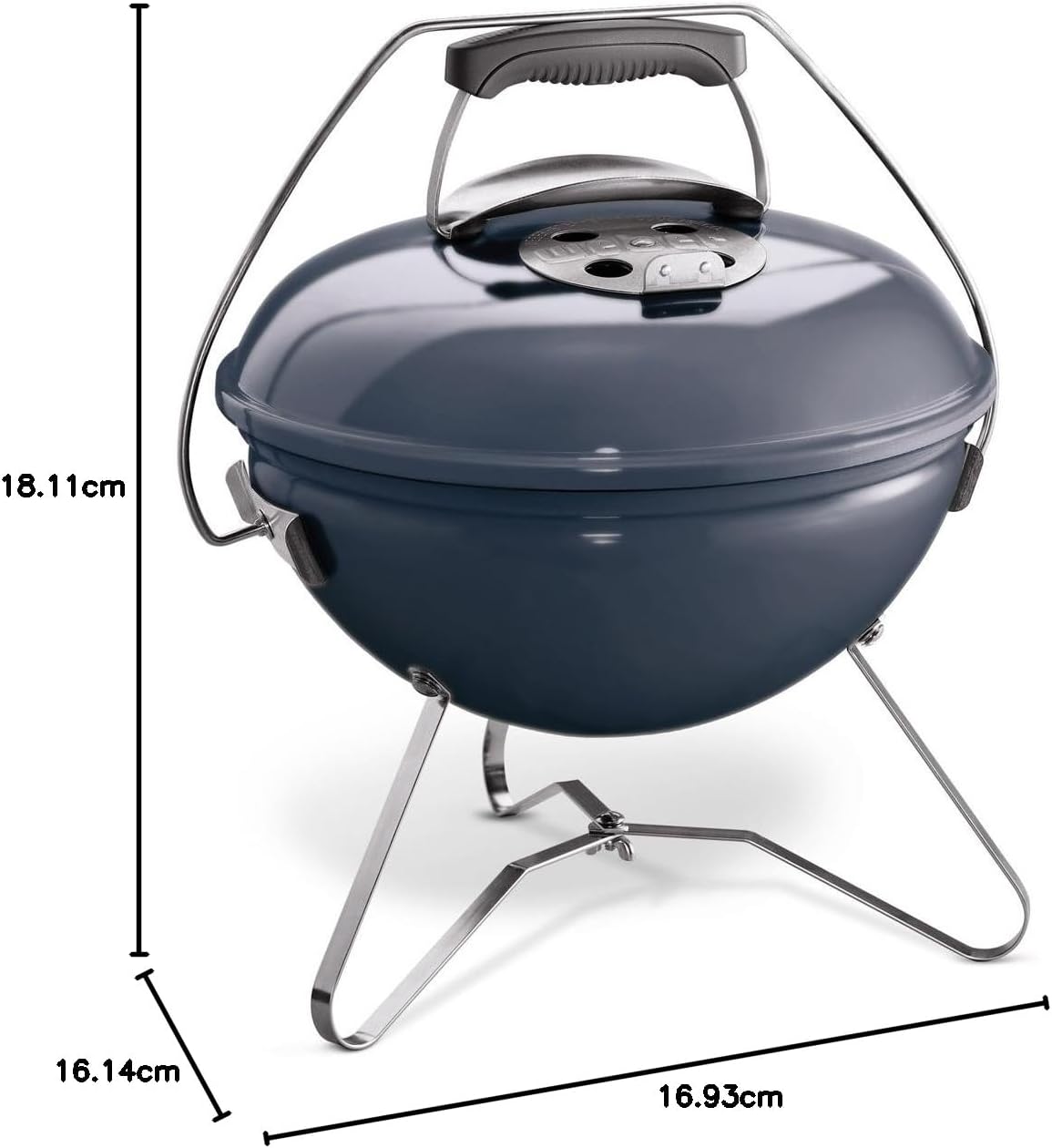 Weber Smokey Joe Premium Holzkohlegrill, Ø 37cm Grillfläche, portabeler BBQ Grill mit praktischem Tragebügel, porzellanemaillierten Deckel & Kessel - Smoke Gray (1126704)