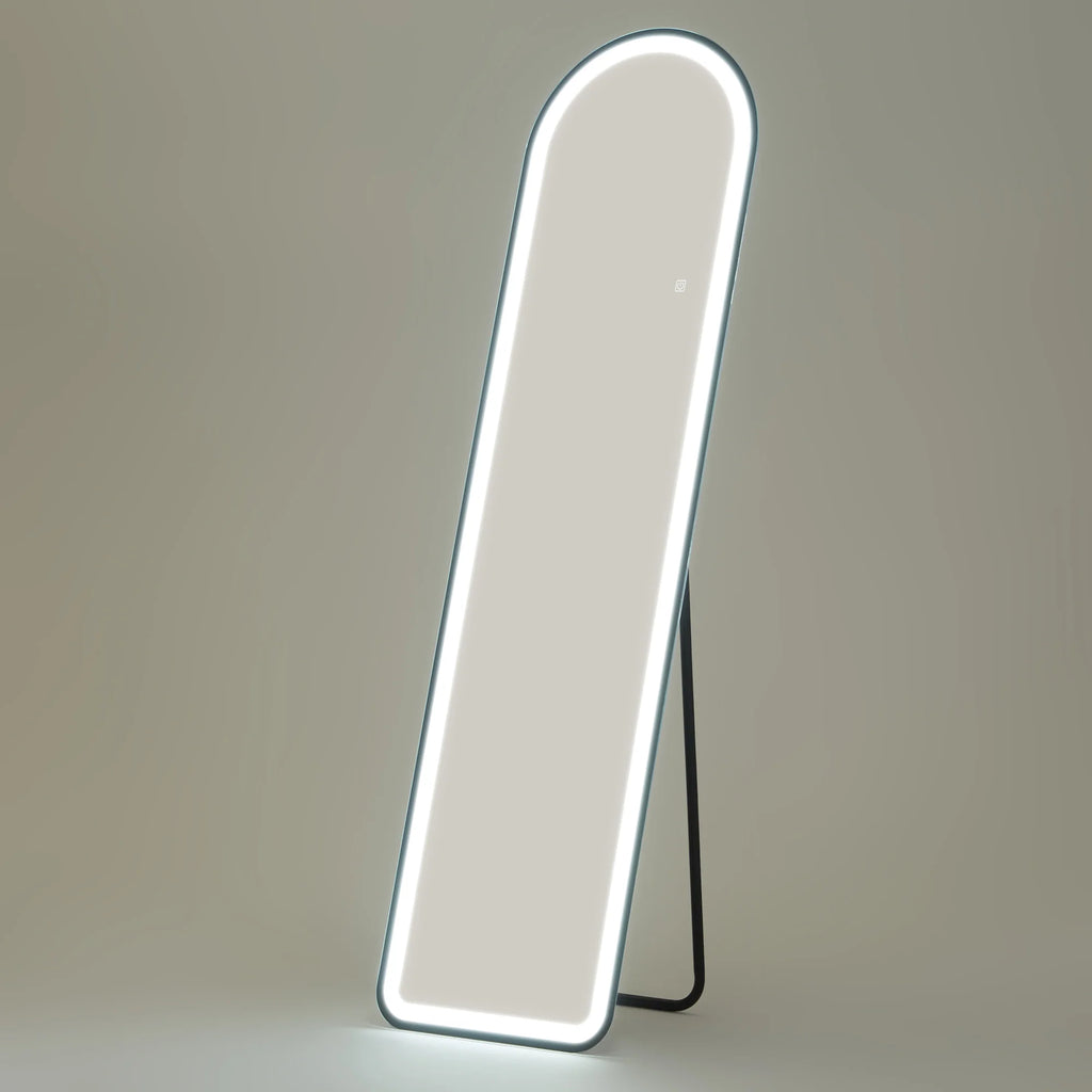 HOMCOM Specchio a Terra a LED Touch Specchio a Figura Intera 3-in-1 a Forma di Arco