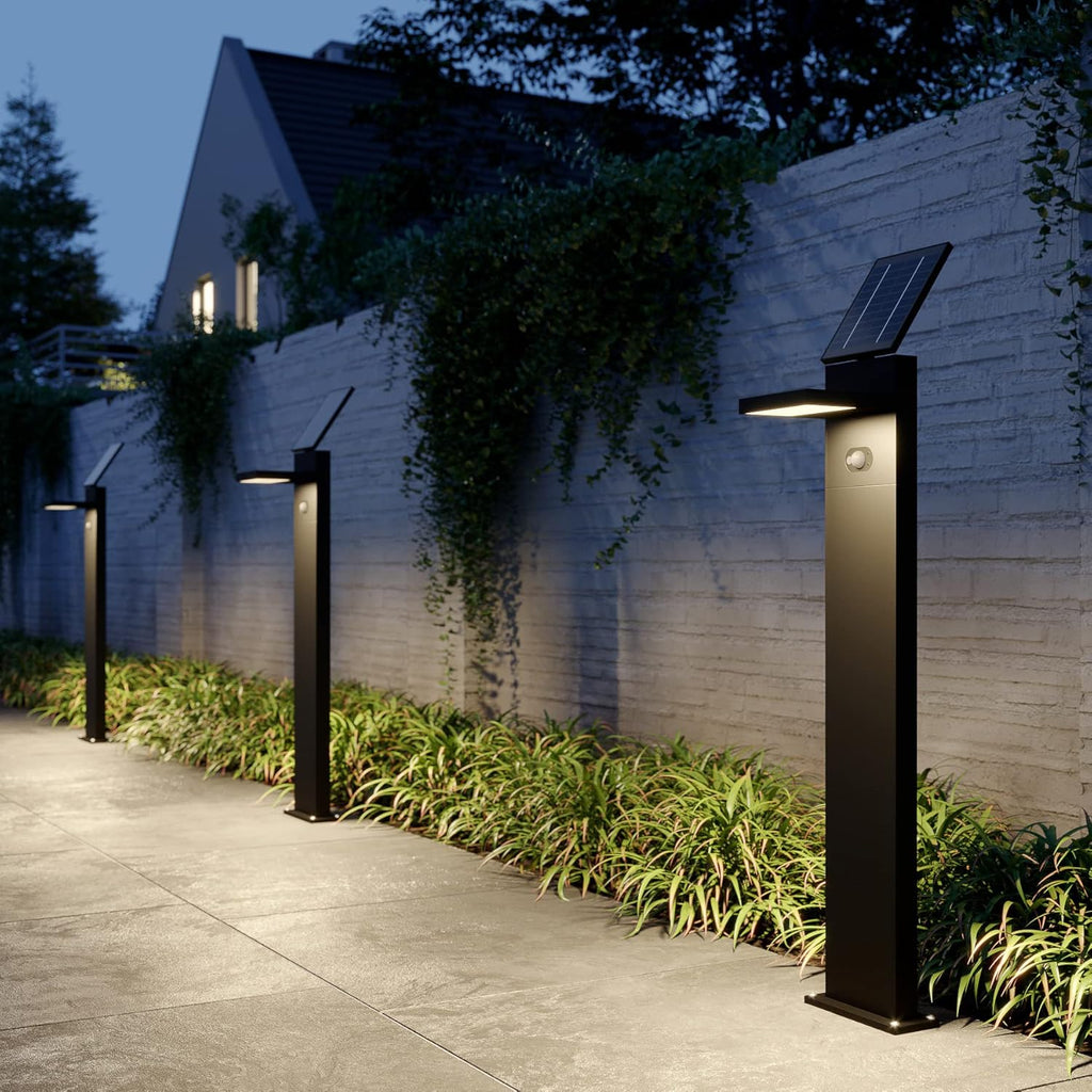 Lucande LED Solarleuchten 'Silvan' mit Bewegungsmelder (spritzwassergeschützt) (Modern) in Alu aus Aluminium (1 flammig,) - Solarlampe, Solarleuchte Garten