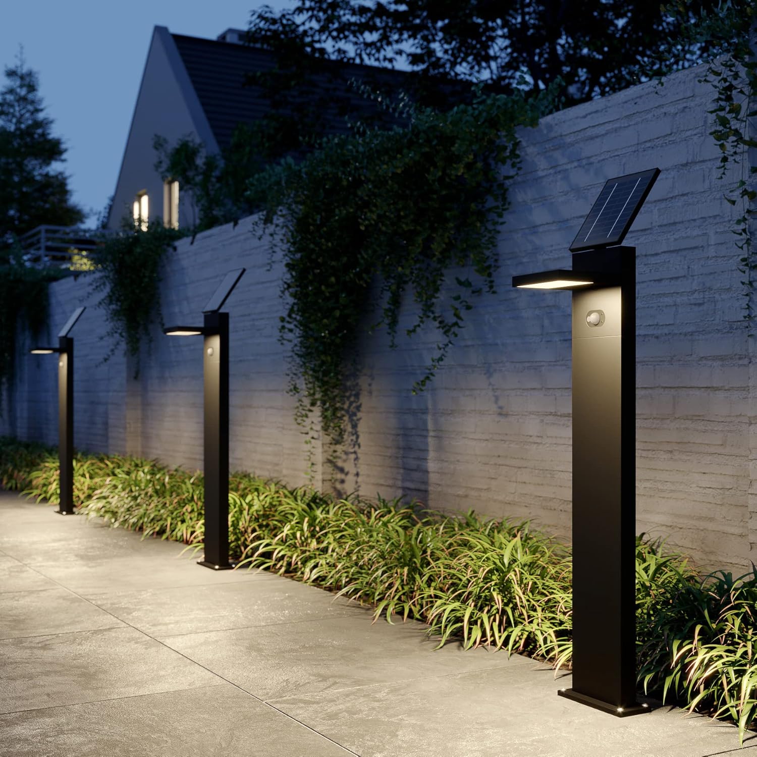 Lucande LED Solarleuchten 'Silvan' mit Bewegungsmelder (spritzwassergeschützt) (Modern) in Alu aus Aluminium (1 flammig,) - Solarlampe, Solarleuchte Garten