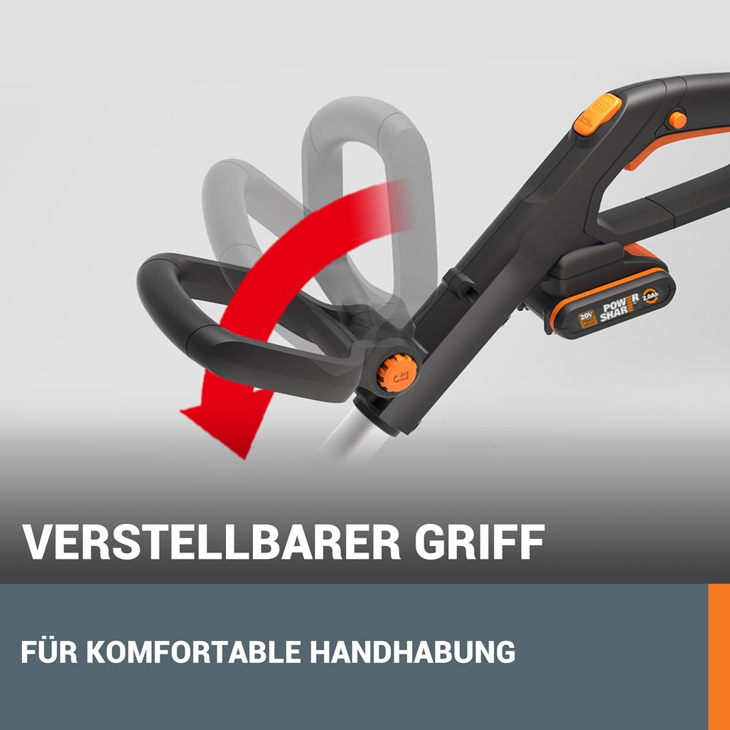 WORX WG163E Akku Rasentrimmer 20V & WG547E.9 Akku-Laubbläser Turbine 20V - höhe Leistung mit Turbinen-Technologie