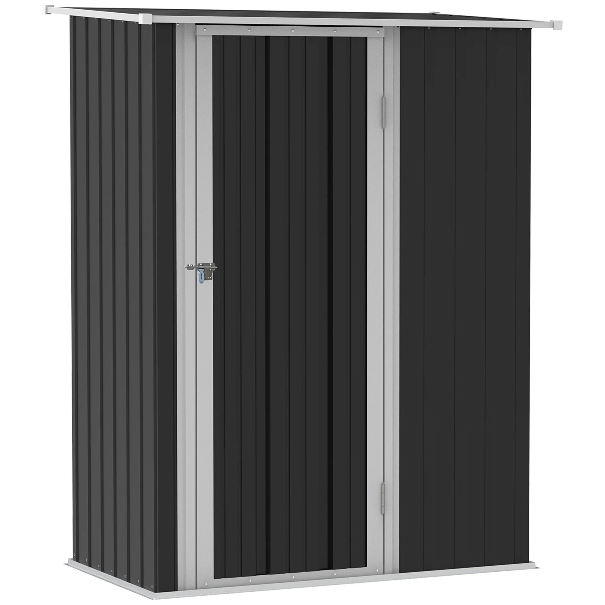 Outsunny Casetta per Attrezzi 142×84×189 cm Acciaio Grigio Scuro