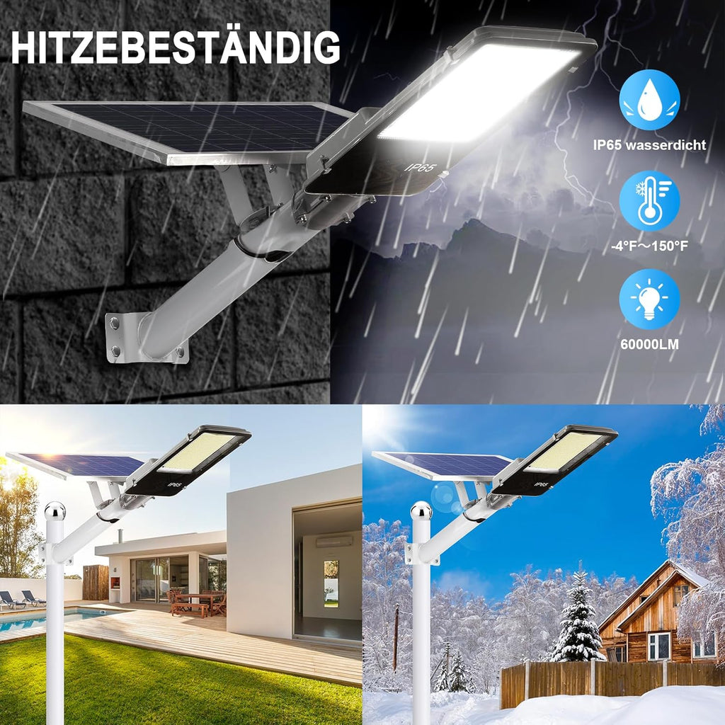 BTTO Solarlampen für Außen mit Fernbedienung,6500K Solar LED Strahler mit 180° Beleuchtungsbereich,IP65 Wasserdichte Dimmbare Solarleuchten Gärten,Wegeleuchten Outdoor für Wand Straße Garage