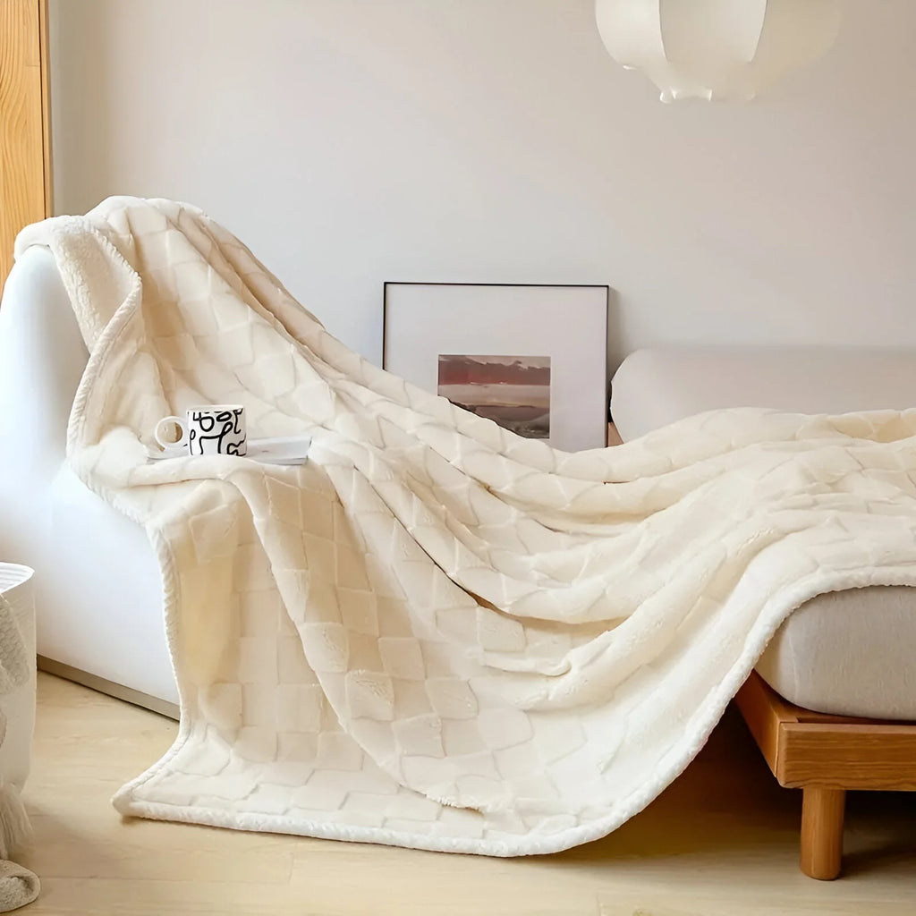 CozyCheck Plaid - Coperta in Pile Reversibile, Spessa e Termica per l'Inverno