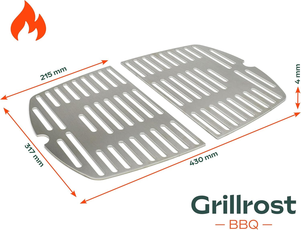 Griglie in acciaio inox per Weber Q300/3000 | lavabili in lavastoviglie - set da 2 pezzi