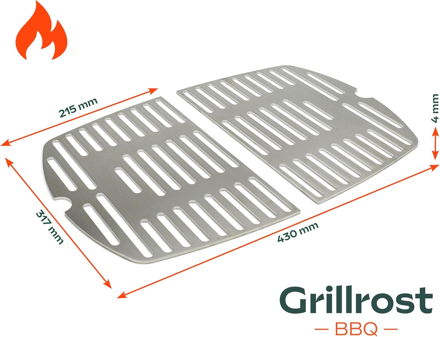 Griglie in acciaio inox per Weber Q300/3000 | lavabili in lavastoviglie - set da 2 pezzi