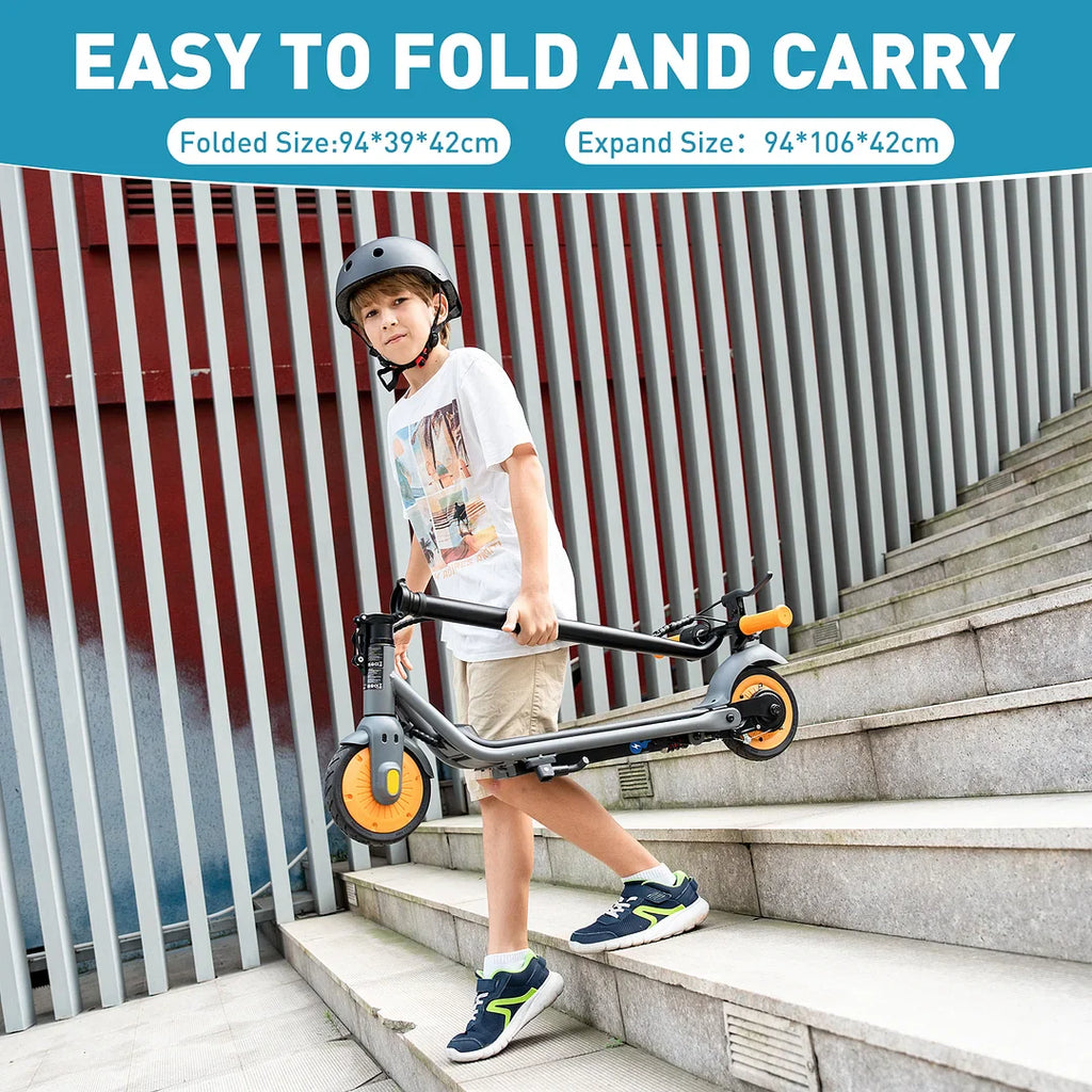RCB R7X Kid E-Scooter, 150W Motor, Blau/Pink/Grau-Orange