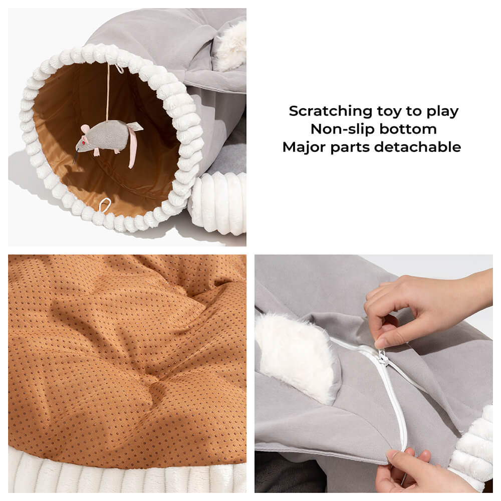 Faltbarer ComfyCat-Tunnel – Kuscheliges 2-in-1 Bett für drinnen