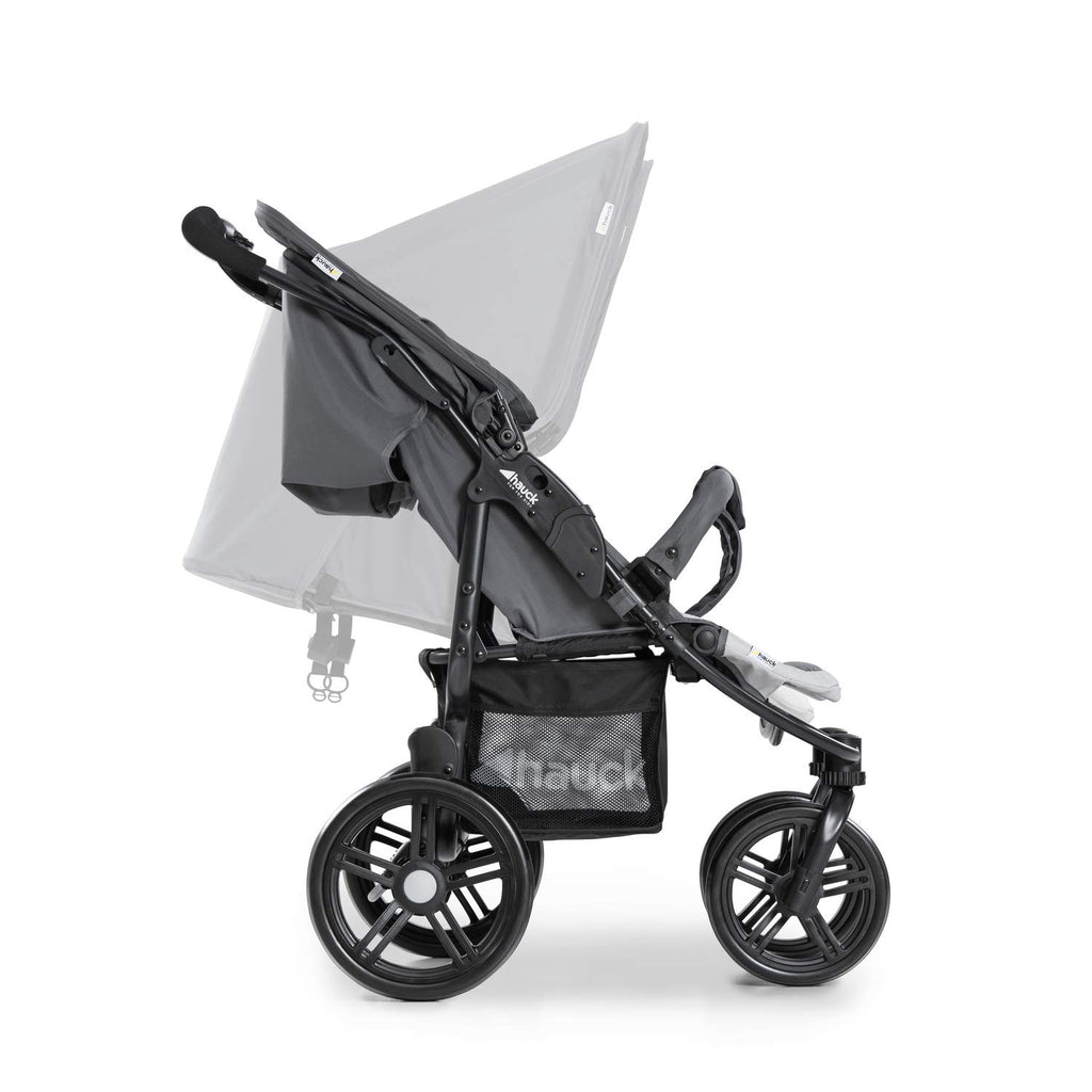 hauck Passeggino Gemellare Roadster Duo SLX, da 0 Mesi fino a 15 kg (circa 3 Anni), con Posizione Nanna, Cestino XL, Chiusura Facile e Compatta, Ruote Grandi (Grigio/Argento)